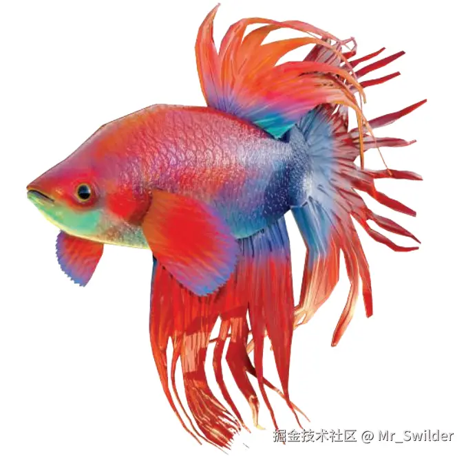 图6.1：通过将颜色贴图和凹凸贴图应用到这条鱼身上，从而增加其细节表现。