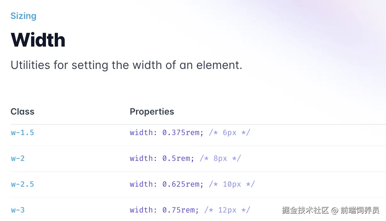 Tailwind CSS width 单位