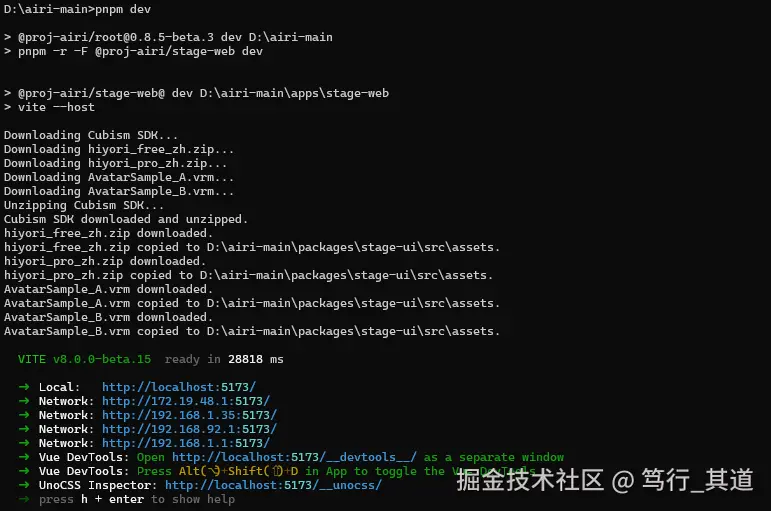 pnpm dev 启动成功