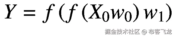 Y=f\left(f\left({X}_0{w}_0\right){w}_1\right)