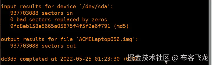 图 8.27 – Dc3dd 成像完成