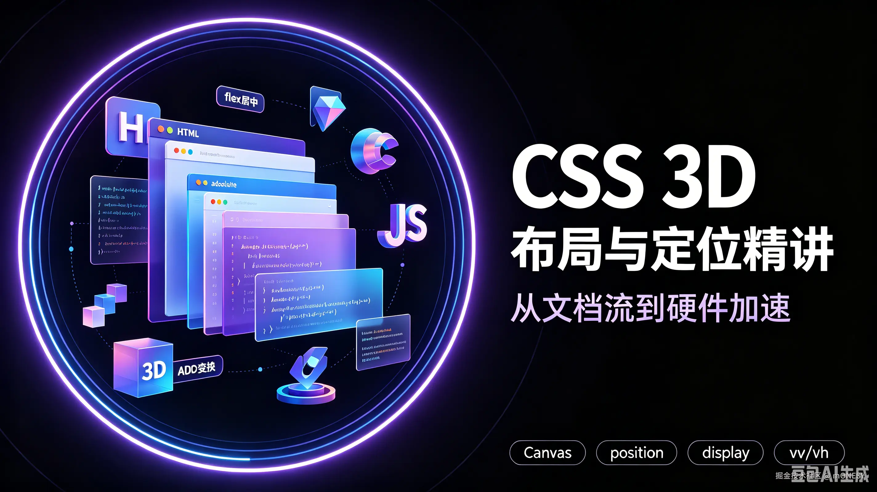 前端零基础精讲：Canvas3D、CSS3D、文档流、定位全方位复盘