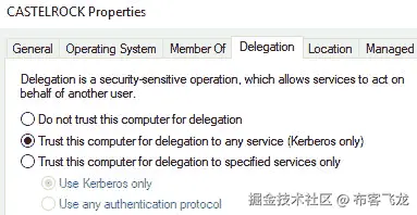 图 5.24 – 启用不受限委派的 Castelrock