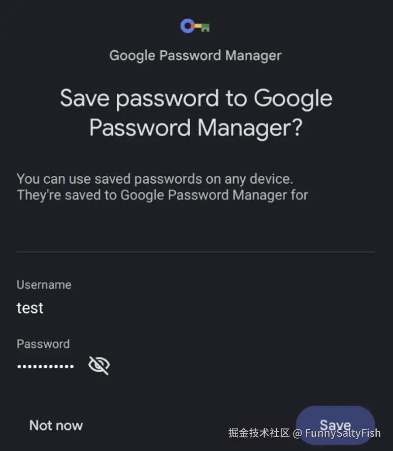提示用户保存密码的底部工作表