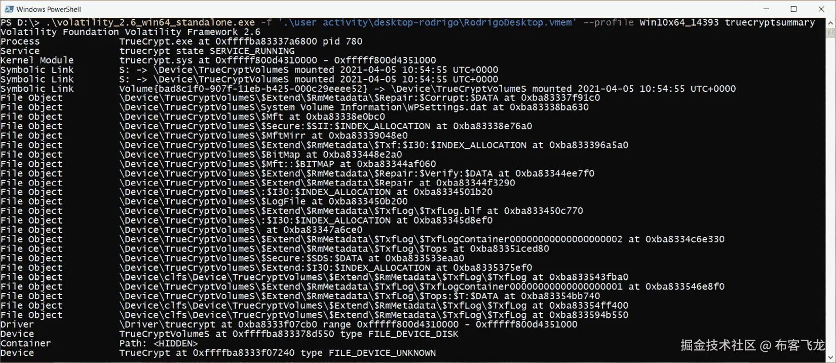 图 4.32 – Volatility TrueCrypt 总结