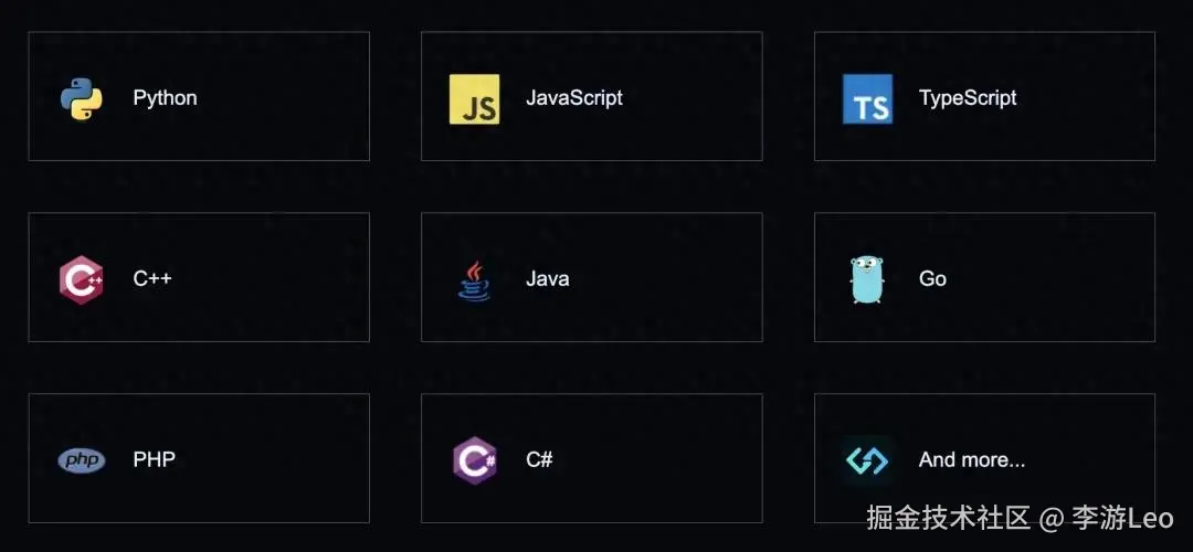 Codegeex官网显示支持的语言