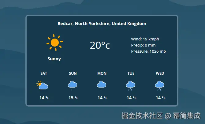 Weatherstack 应用程序屏幕截图