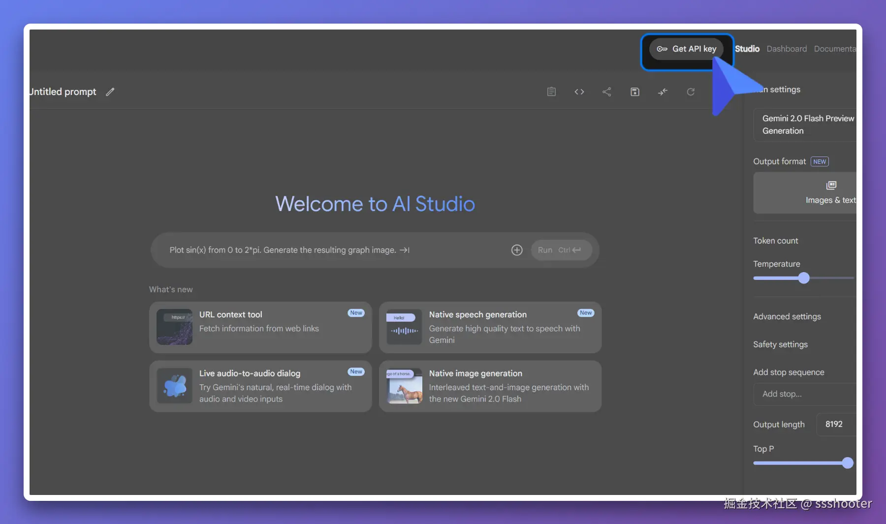 Google AI Studio 获取 key