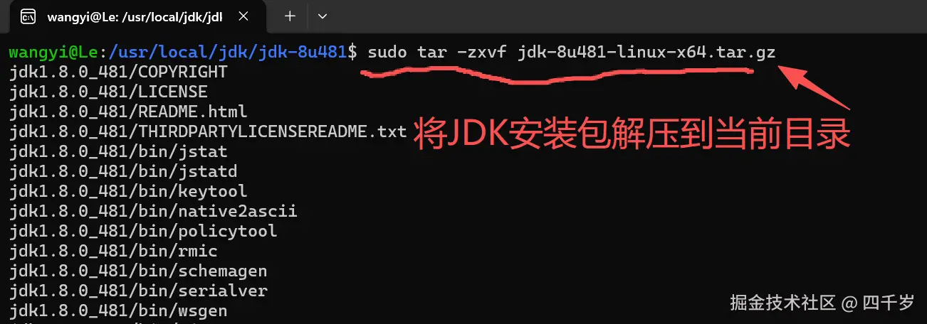 将 JDK 解压到当前目录