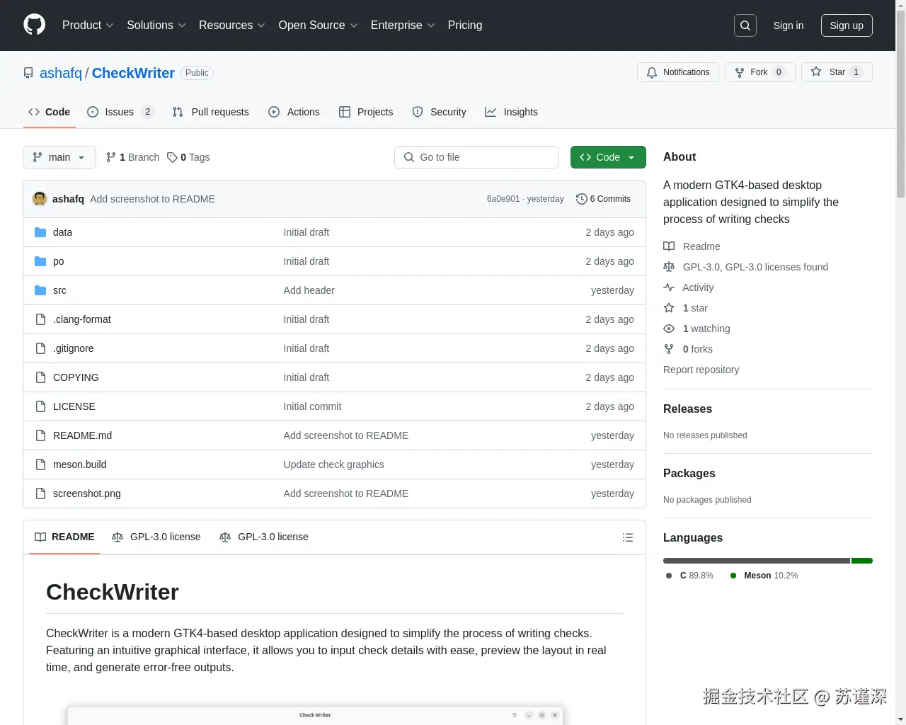 Show HN: CheckWriter，一个GTK4应用程序，旨在简化支票书写的过程。 - 项目截图