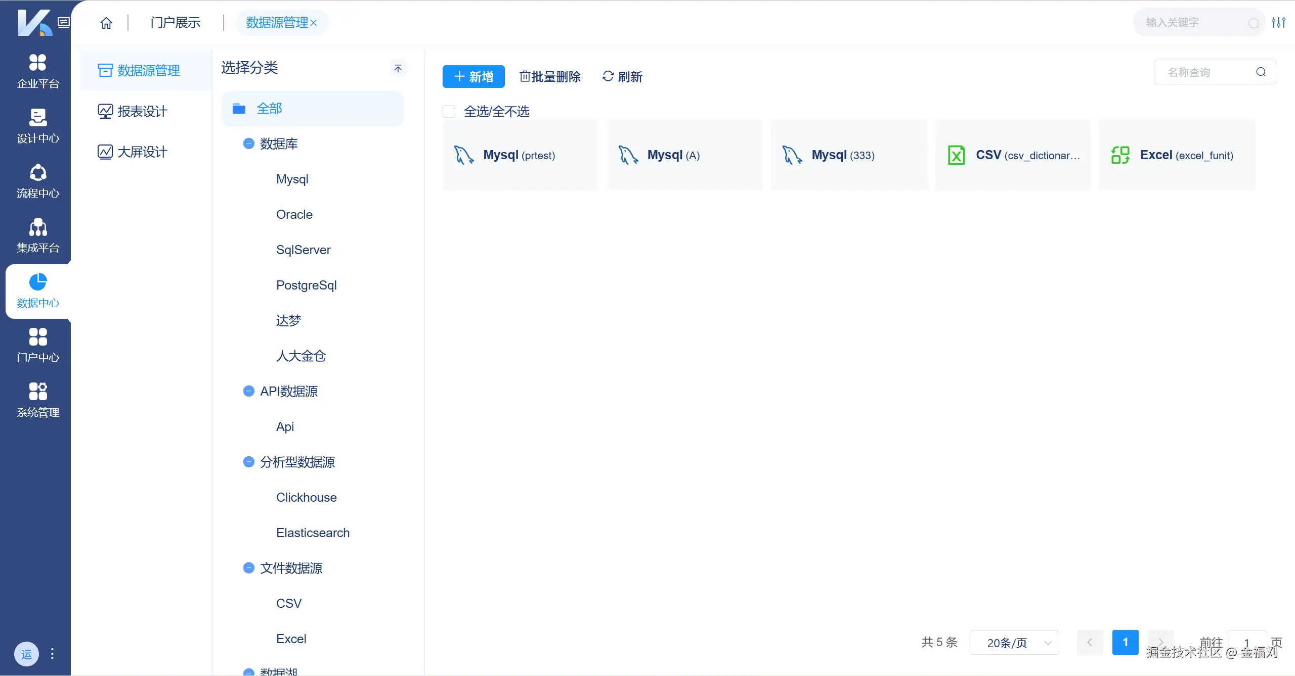 KPaaS集成平台-数据集成分析-数据中心-数据源管理.PNG