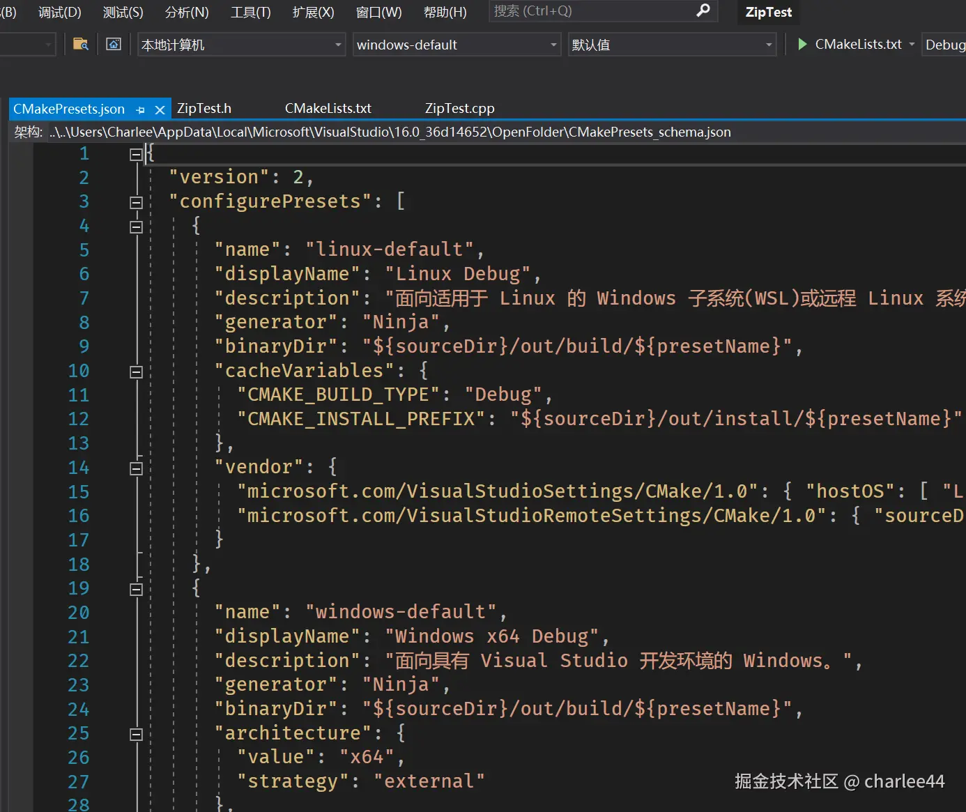 图10：CMakeSettings.json配置文件