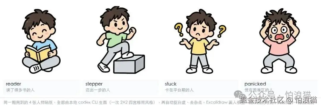 同期的 4 张人物贴纸