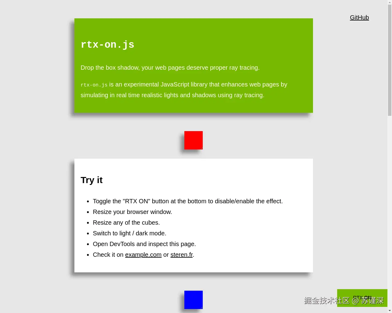 Show HN：一个库，可以在网页上用光线追踪阴影替代盒子阴影 - 项目截图