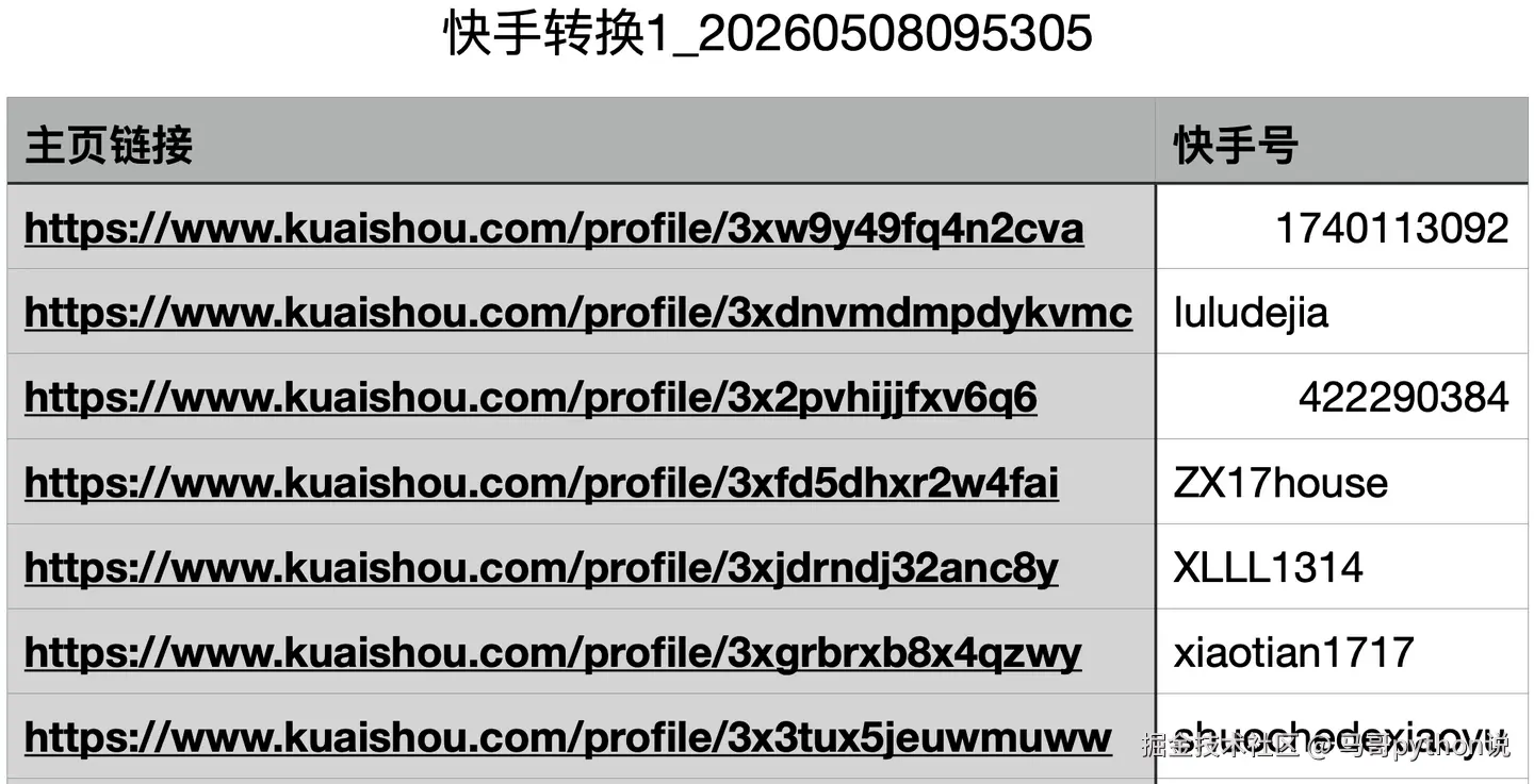结果数据-主页链接转ks号