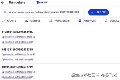 图 12.11：Vertex AI 实验 – 工件视图