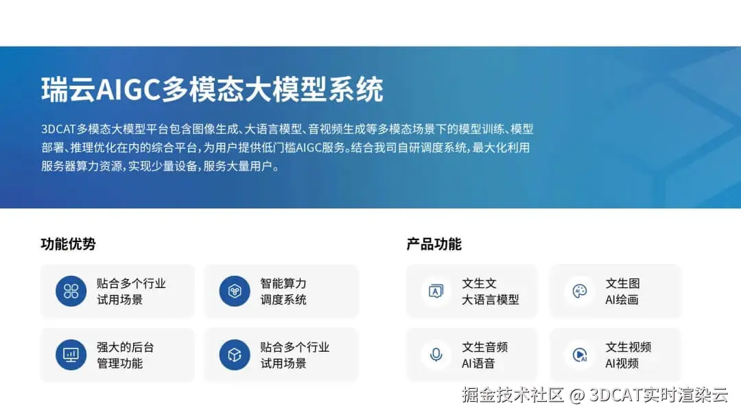 AIGC多模态大模型系统平台-3DCAT实时云渲染
