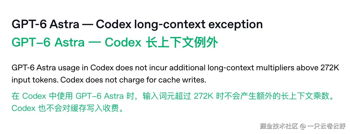OpenAI 免除 GPT-6 Astra 在 Codex 中的长上下文加价