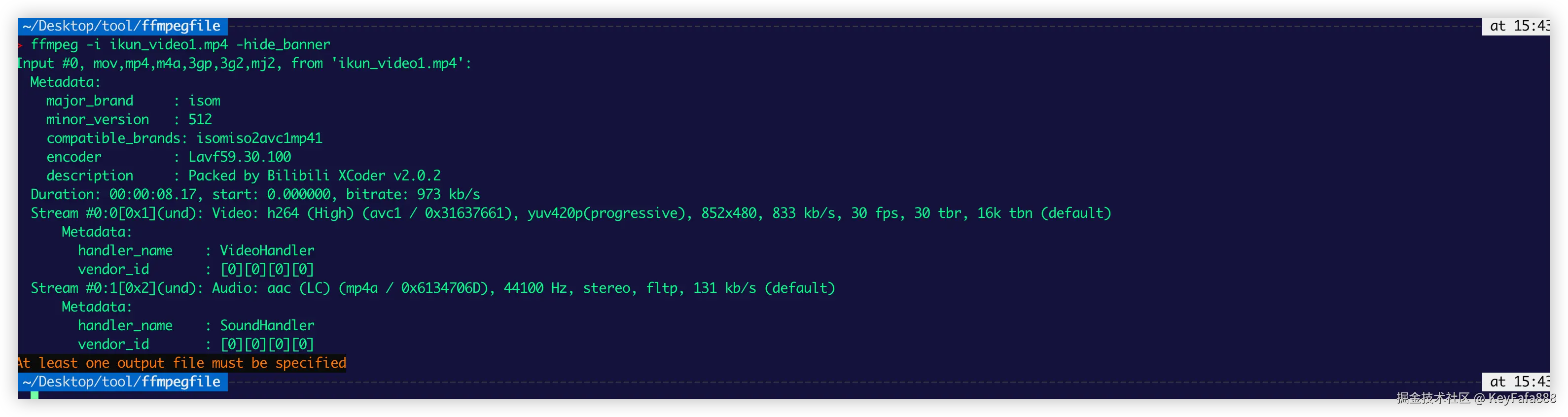 使用 FFmpeg 获取媒体文件的信息输出图，简化