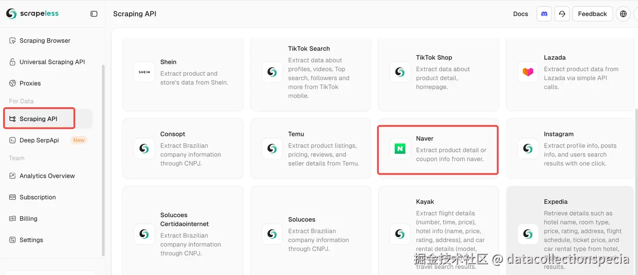 进入Scrapeless仪表板界面