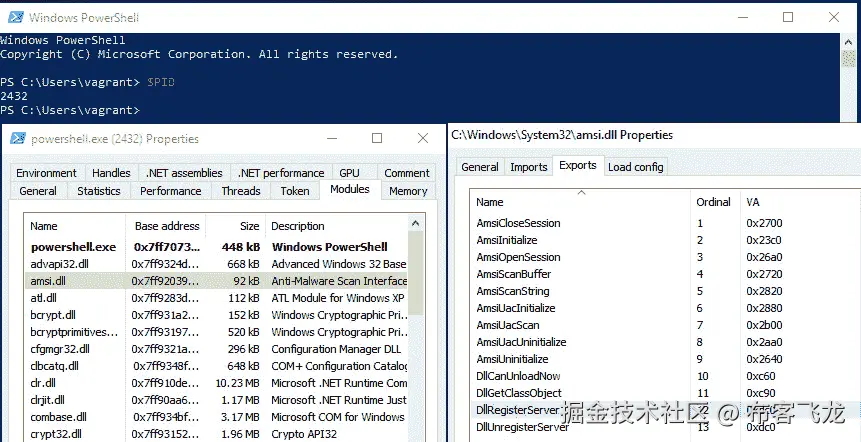 图 2.1 – 加载的 amsi.dll 及其导出函数