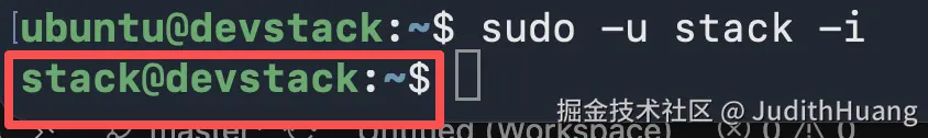 已切换到 stack 用户