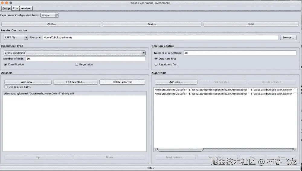 Weka 实验者和模型选择