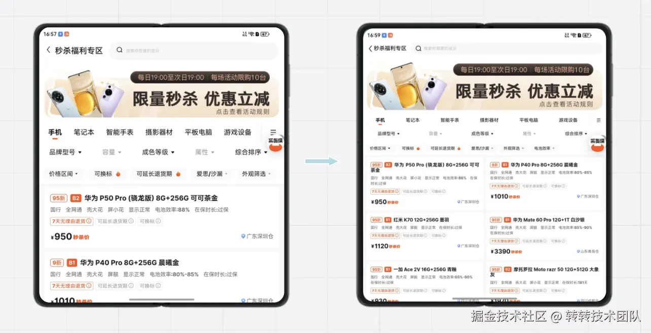 秒杀专区前后对比