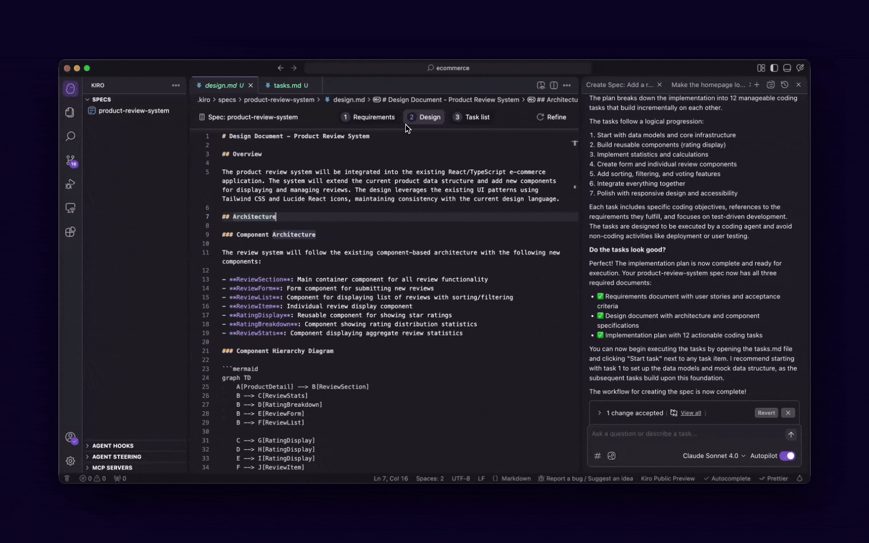 Markdown 任务清单 “product-review-system”）