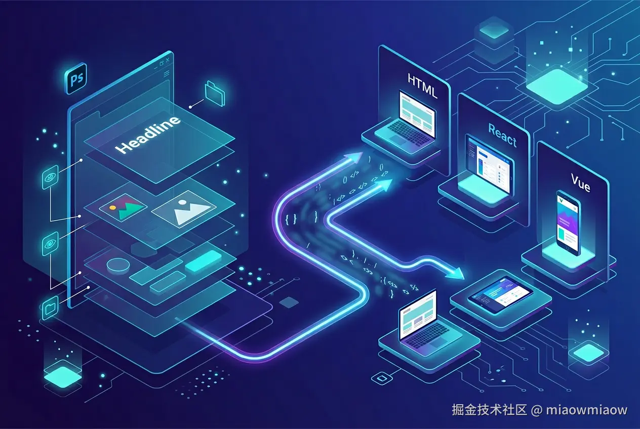 AI时代前端摸鱼必备，20秒将psd还原成页面，支持HTML / React / Vue