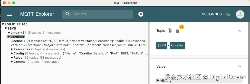 MQTT Explorer连接到Coreflux代理