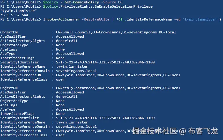图 7.19 – tywin.lannister 用户具备执行攻击所需的所有权限