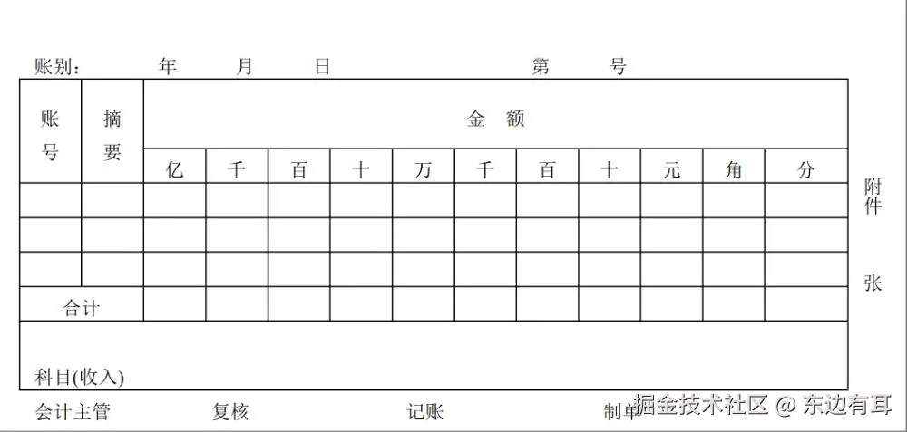表外科目收入传票