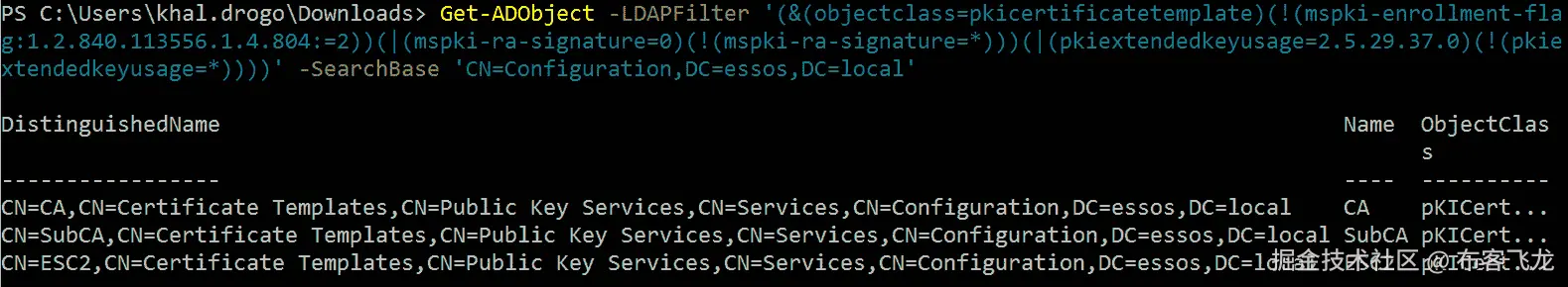 图 8.19 – 查找 ESC2 易受攻击模板的 LDAP 查询