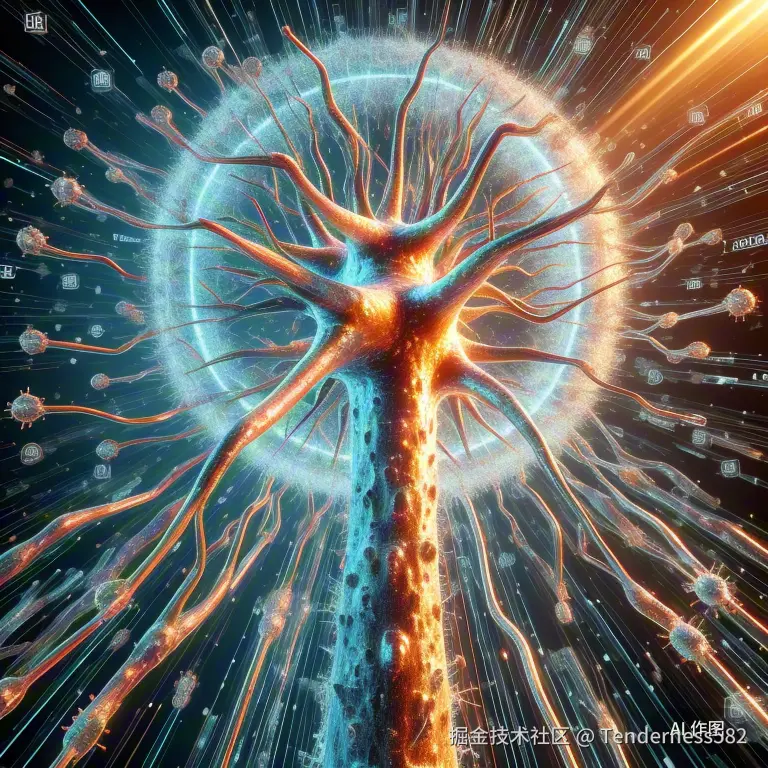 网络攻击进化树状图，主干分支显示已知攻击方式，末端透明枝条代表预测变异路径，标注概率百分比