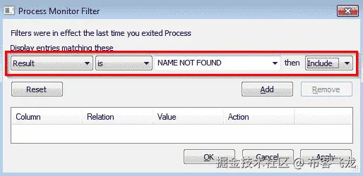 图 8.28 – 进程监视器结果过滤器    