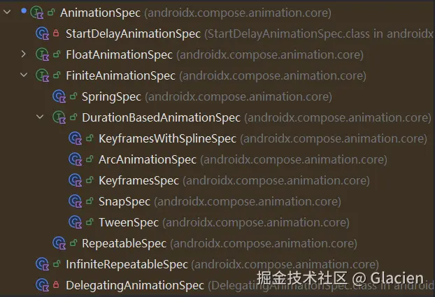 AnimationSpec接口继承关系