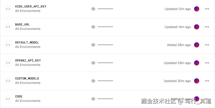 已配置的环境变量