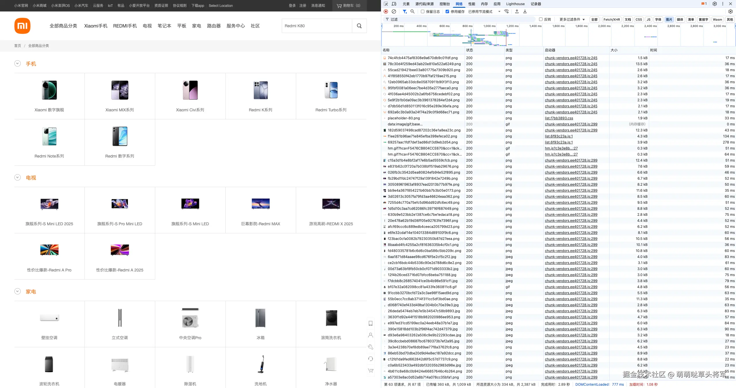 小米商城的 network 情况