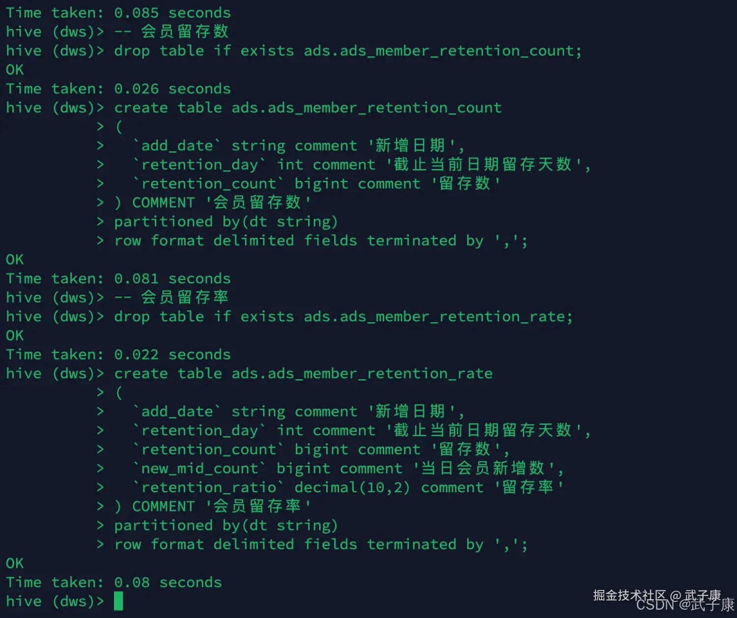 离线数仓 Hive 会员留存数