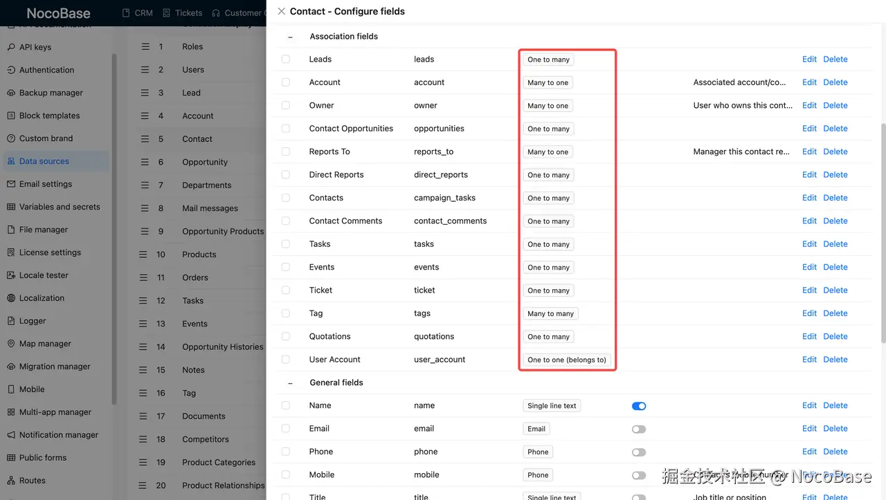 Field relationships can be defined at the time the data field is created