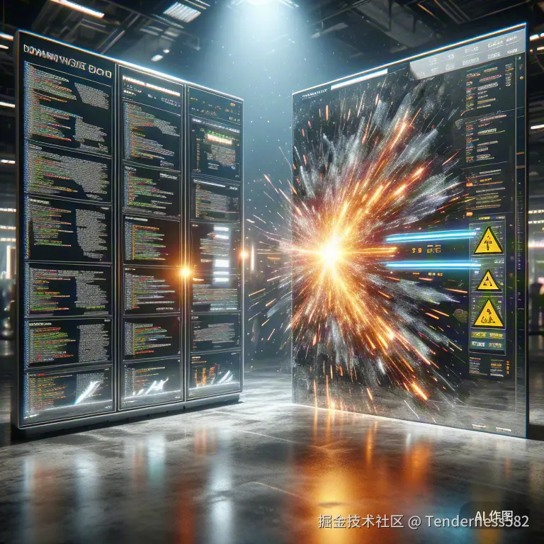 SQL注入攻击模拟界面截图，显示恶意代码注入数据库查询语句的过程，右侧为数据泄露警示弹窗