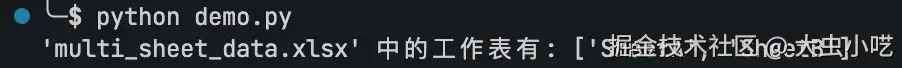 获取工作簿中所有工作表的名称-运行效果图