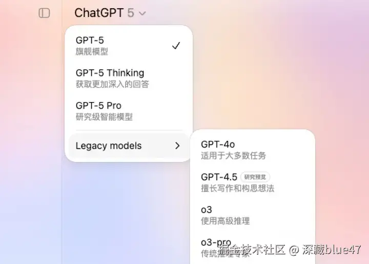 Pro 可见的全部模型示例（含 GPT‑4.5、GPT‑4o）