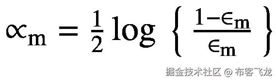 {\propto}_{\mathrm{m}}=\frac{1}{2}\log\ \left\{\ \frac{1-{\in}_{\mathrm{m}}}{\in_{\mathrm{m}}}\ \right\}
