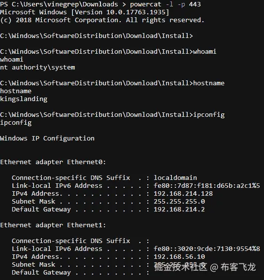 图 10.1 – 作为 SYSTEM 在 DC 上的反向 shell