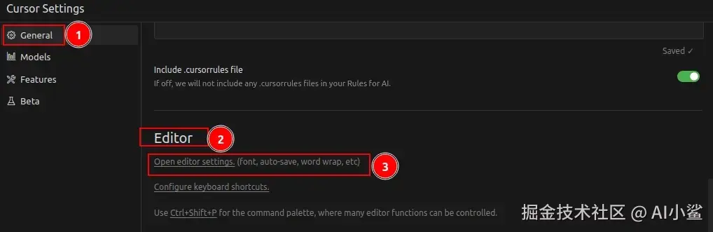 Open editor settings配置