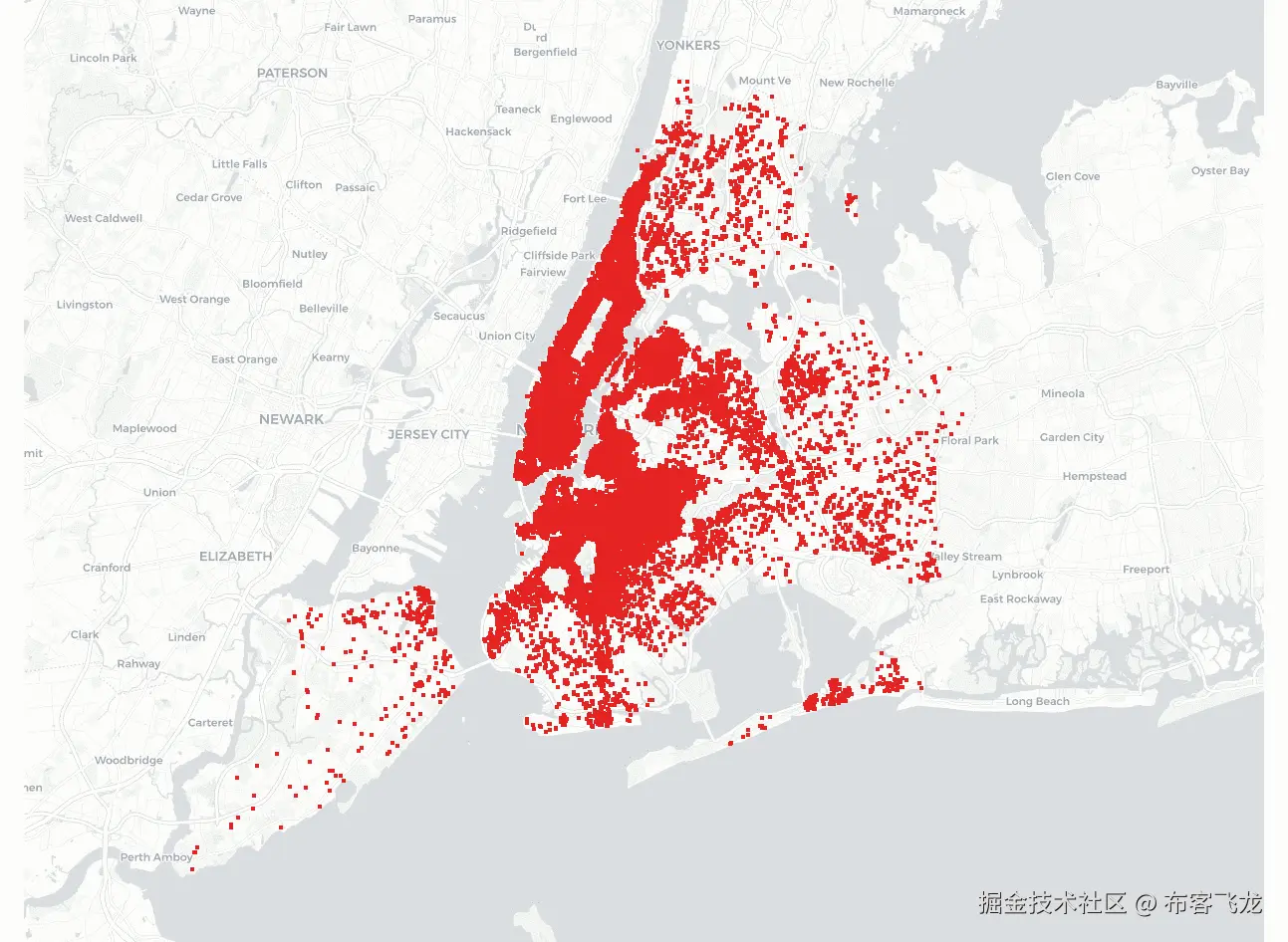 Figure 7.25: Simple dot map created from the points 
