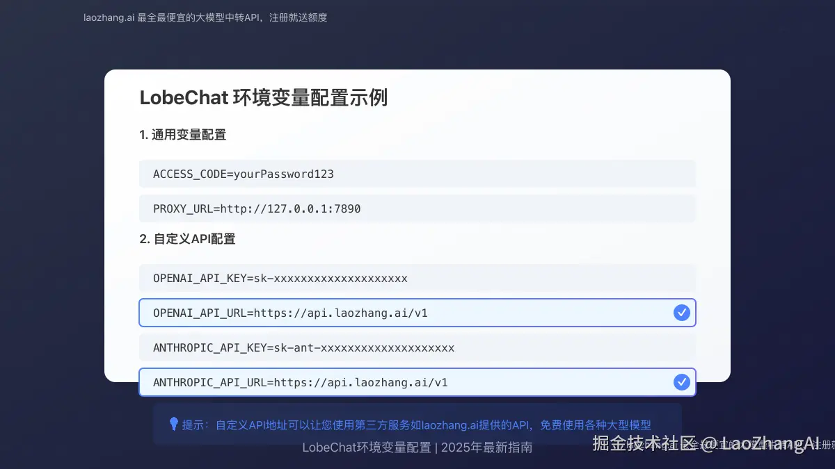 LobeChat环境变量配置示例